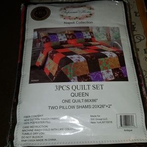 (NEW) Queen size 3pcs Quilt Set